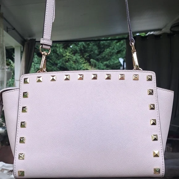 Michael Kors Selma Pink Gold Studded Crossbody Bag, Excellent Condition - Picture 3 of 8